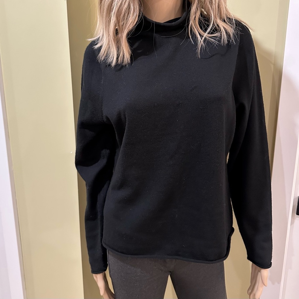 Nicole Miller Black Merino Wool High Neck Sweater